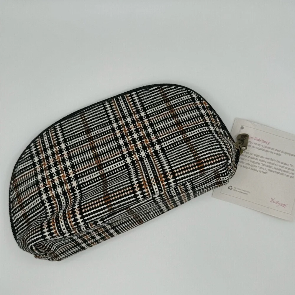 NWT Thirty-One Half Moon Pouch Plaid About You Weave - Picture 3 of 3
